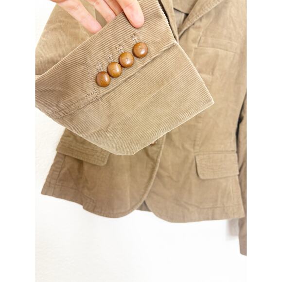 Vintage J. Crew Camel Brown Corduroy Blazer Jacket Size Medium Cotton Y2K Preppy - Picture 9 of 11